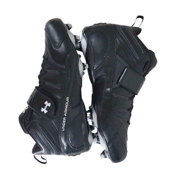 Under Armour Intensity Mid Football Cleats Men 13.5 D Black Dual Plate Tech - Picture 9 of 13